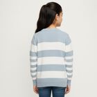 Girls' Light Powder Blue Crew Neck Casual Pullover, Light Blue, small image number null