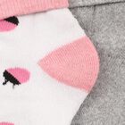 Infants Light Pink and Grey Regular Fit Animal Face and Polka Dot Socks Pack of 2, हल्का ग्रे, small image number null