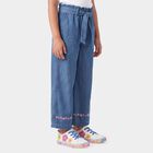Girls Light Blue Wide Leg Fit Embroidered Jeans, हल्का नीला, small