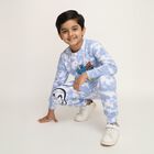 Boys' Light Blue Round Neck Cartoon Printed Baba Suit, हल्का नीला, small image number null