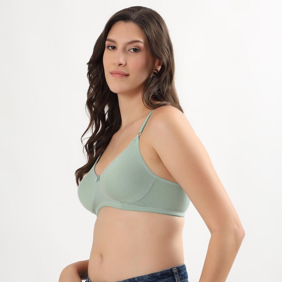 Women's Light Sage Green Cotton Wire-Free Full Coverage Bra, Light Green, large