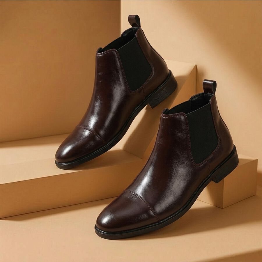 Men's Brown Chelsea Boot Formal Shoes, Brown, large