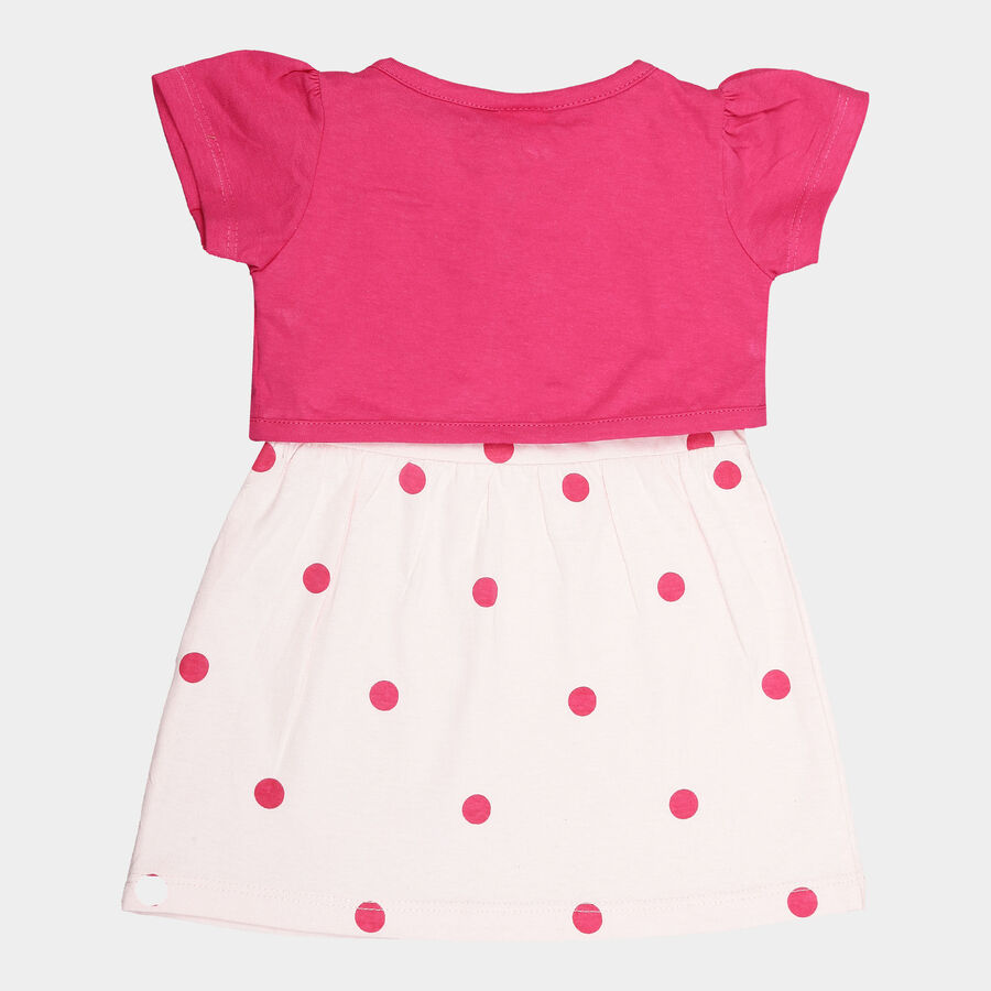 Infants Cotton Printed Frock, Light Pink, large image number null