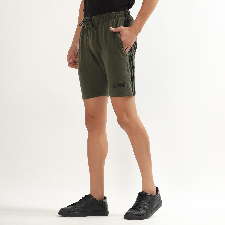 Unisex Black Regular Fit Basic Bermuda Shorts, Olive, large image number null