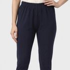 Women's Navy Blue Cotton Blend Elastic Waist Slim Fit Churidar, नेवी ब्लू, small