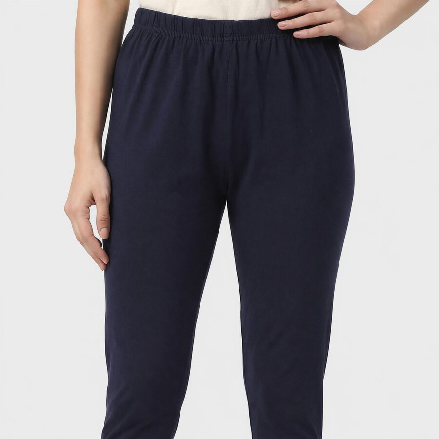 Women's Navy Blue Cotton Blend Elastic Waist Slim Fit Churidar, नेवी ब्लू, large