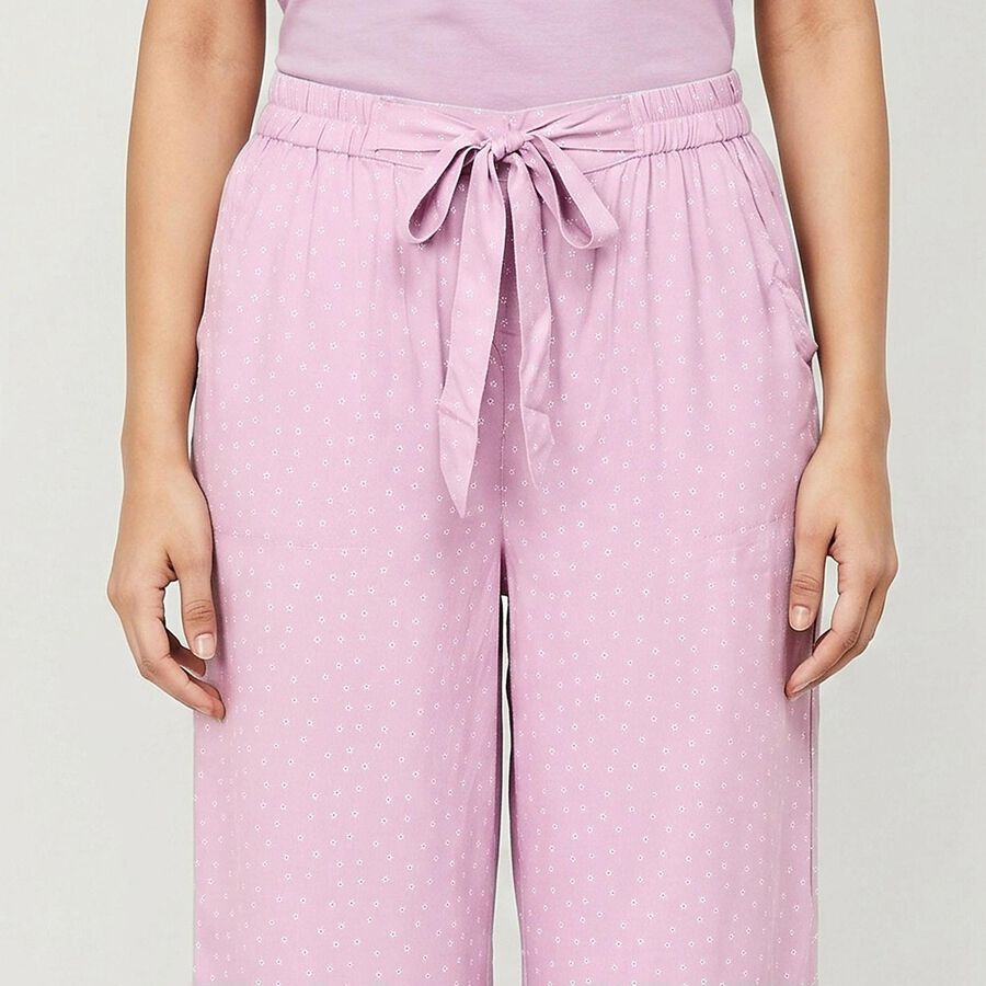 Women's Lilac Regular Fit Solid Capri, Lilac, large