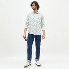 Men's Light Sage Green Printed Classic Collar Casual Shirt, Light Green, small image number null