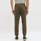 Men's Muted Olive Green Slim Fit Elastic Waist Casual Trousers, Olive, small image number null