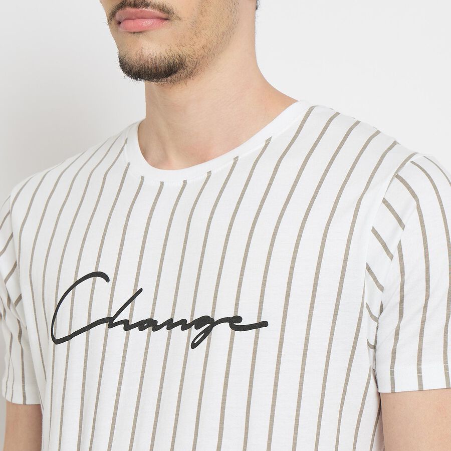 Men's 100% Cotton Round Neck Half Sleeves T-Shirt , White, large