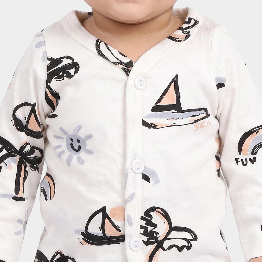 Infants White Cotton V-Neck Regular T-Shirt, White, large