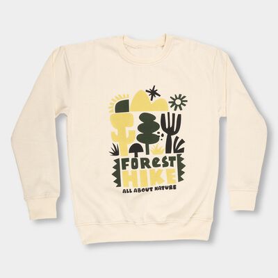 Boys Soft Beige Crew Neck Graphic Printed Sweatshirt