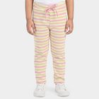 Girls' Yellow Straight Fit Striped Pyjama, पीला, small