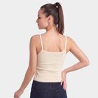 Women's Cream Scoop Neck Camisole Slip, ऑफ व्हाइट, small