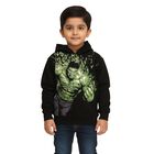 Boys Jet Black Hooded Neck Graphic Sweatshirt, काला, small image number null