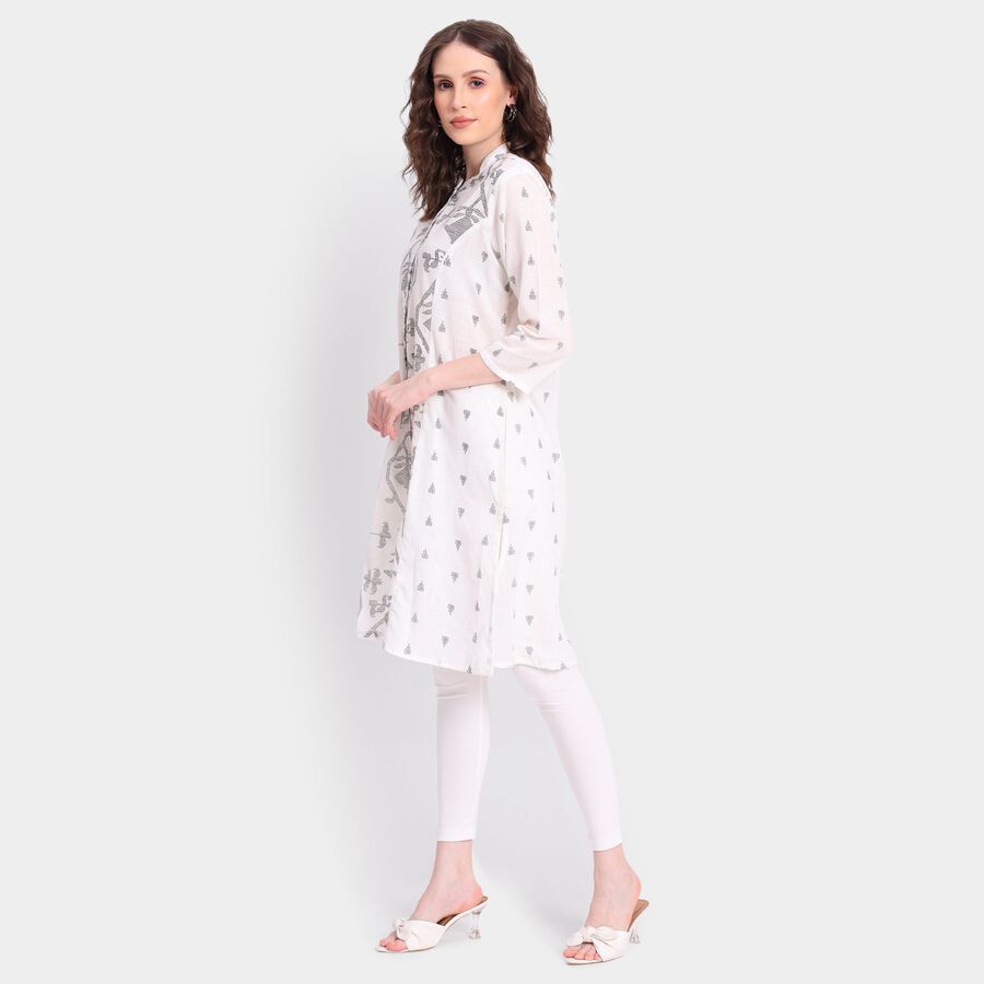 Ladies' 100% Cotton Kurta, सफ़ेद, large image number null