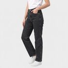 Women's Dark Grey Straight Fit Washed Jeans, Dark Grey, small