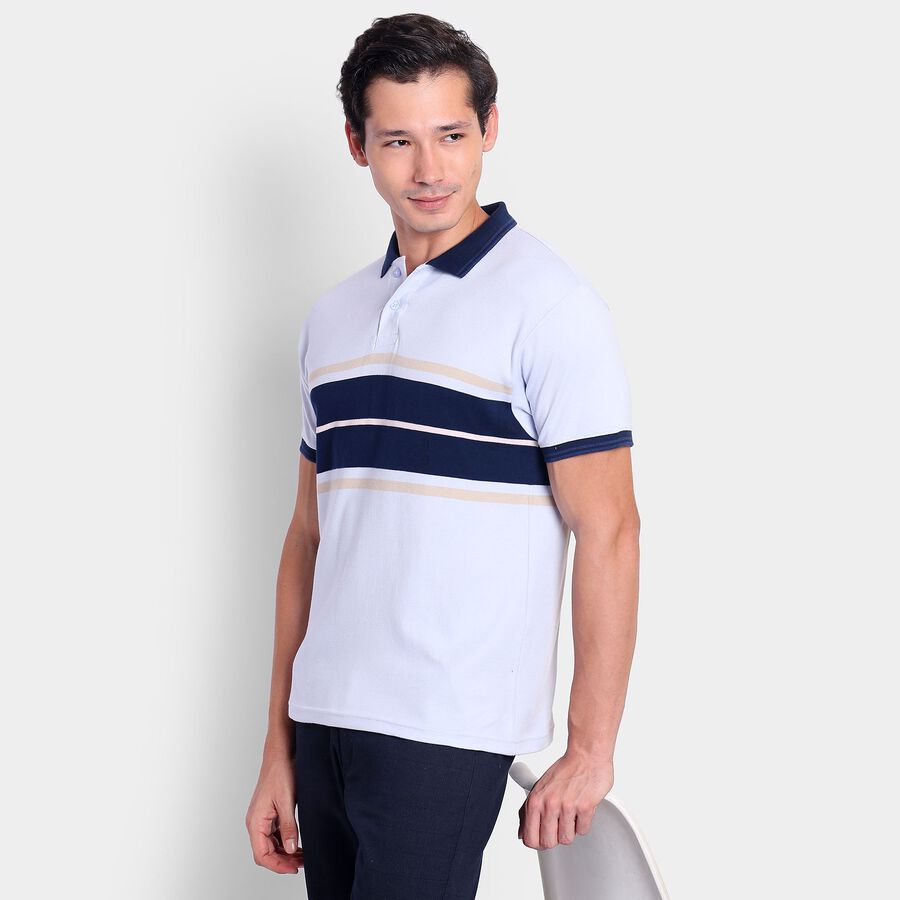 Men's100% Cotton Collared Half Sleeves T-Shirt, Light Blue, large image number null