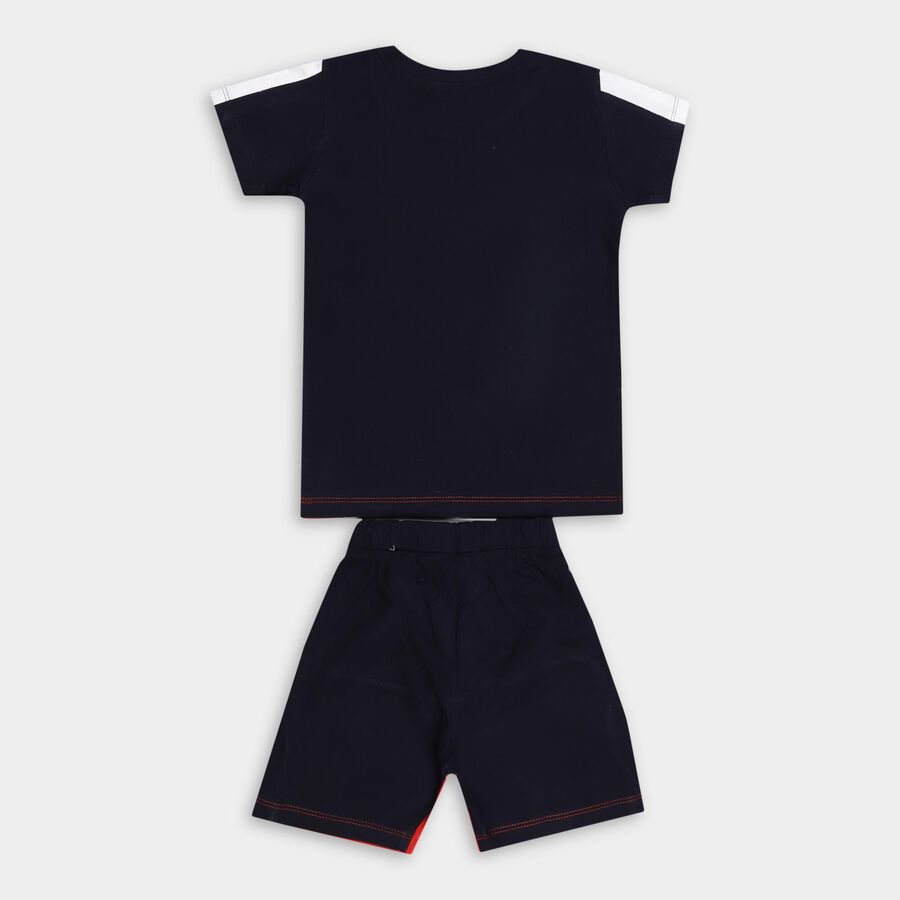 Boys' Red Cotton Round Neck Graphic Baba Suit, Red, large image number null