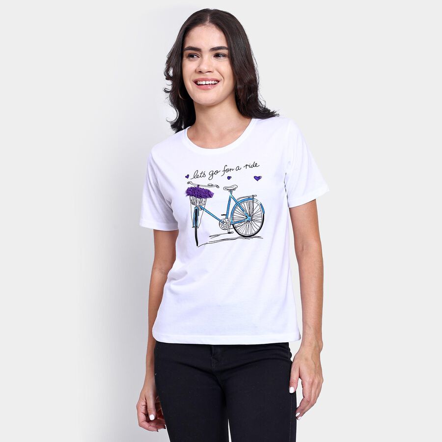 Ladies' Round Neck T-Shirt , White, large image number null
