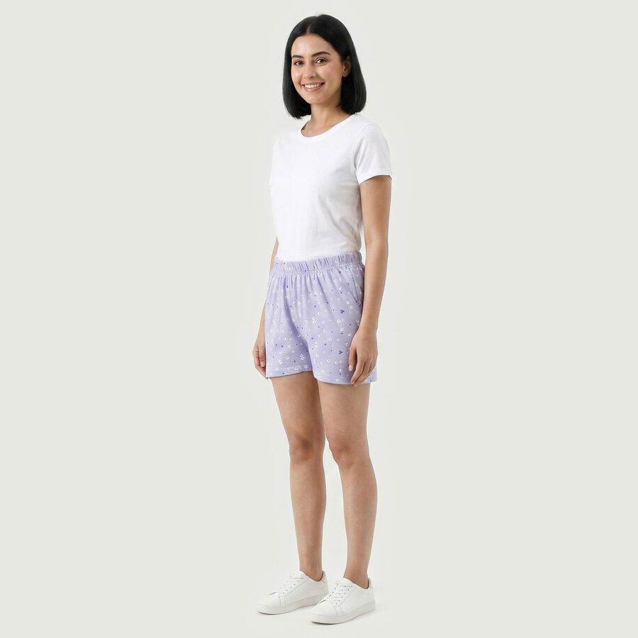 Women Light Blue Regular Fit Printed Shorts, Light Blue, large