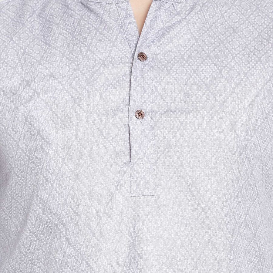 Printed Mandarin Collar Kurta, Light Grey, large image number null