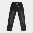 Boys Faded Charcoal Black Regular Fit Elastic Waist Jeans, Black, small image number null