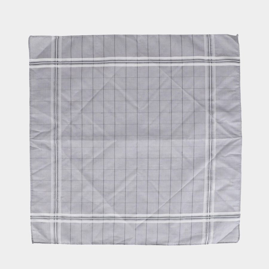 Men Grey Checked Pack of 3 Handkerchief, Dark Grey, large