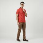 Men's Red Polo Neck Casual T-Shirt, Red, small