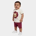 Infants' Purple Cotton Round Neck Graphic Baba Suit, Purple, small