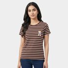 Women's Brown Round Neck Regular T-Shirt, Brown, small