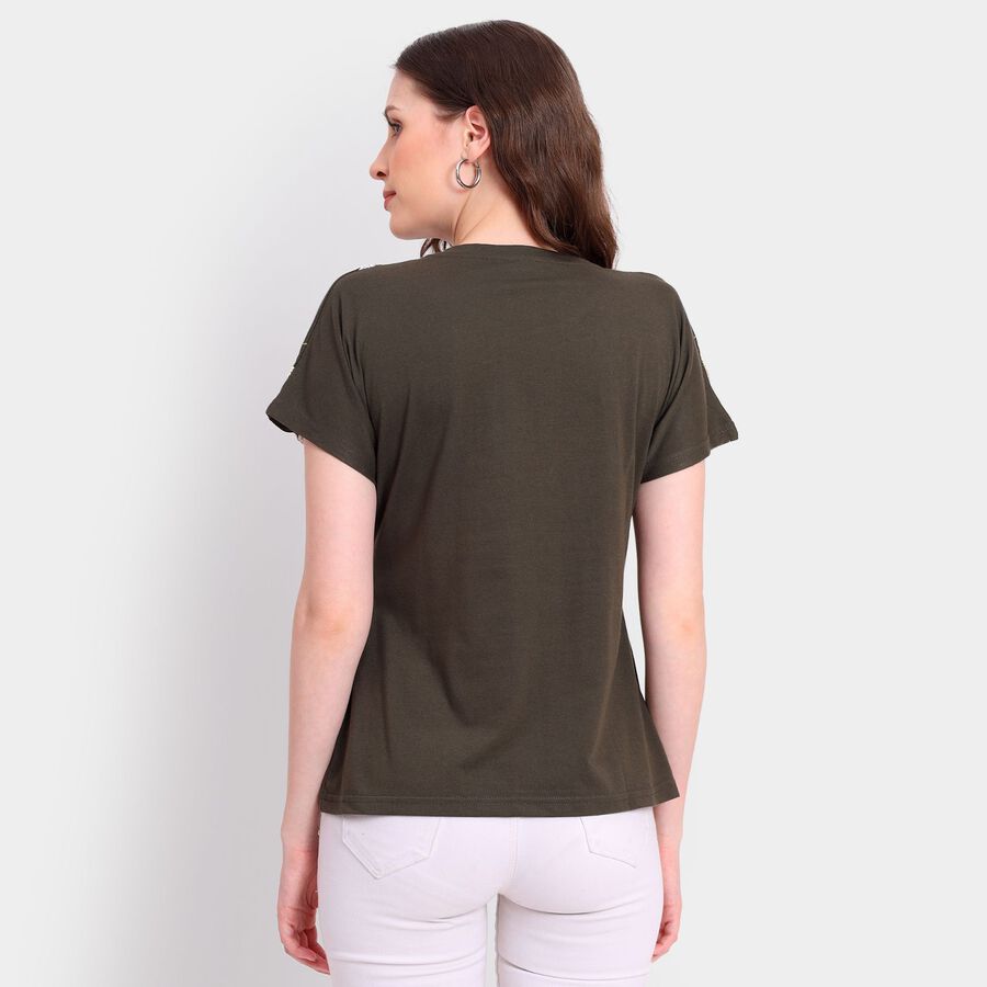 Ladies' Round Neck T-Shirt, Olive, large image number null
