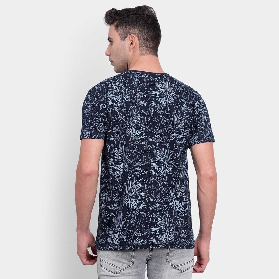 All Over Print Round Neck T-Shirt, Navy Blue, large image number null