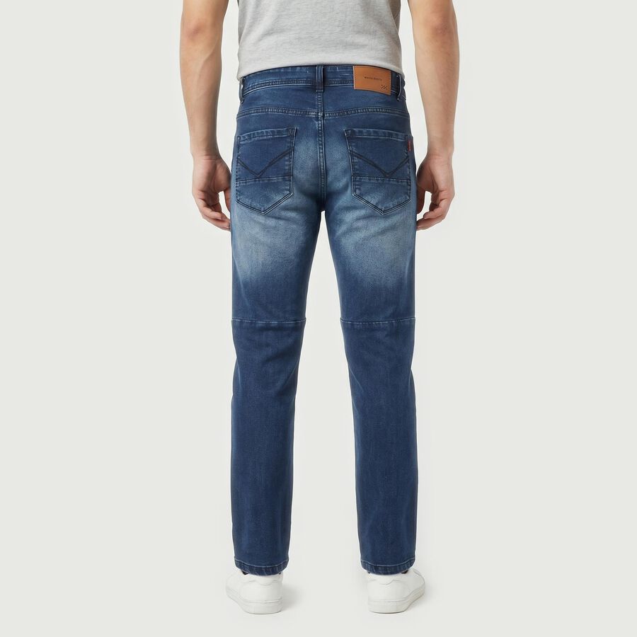 Men's Blue Slim Fit Washed Jeans, Dark Blue, large
