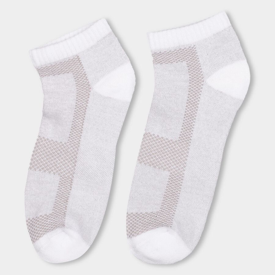 Men's Dark Charcoal Black Ankle Fit Motif Sports Socks Pack of 3, Black, large