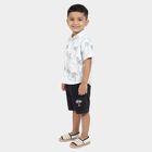 Boys White Cotton Round Neck Woven Baba Suit, White, small
