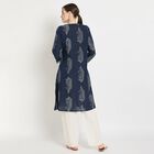 Ladies' 100% Cotton Kurta, गहरा नीला, small image number null