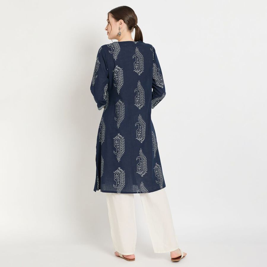 Ladies' 100% Cotton Kurta, गहरा नीला, large image number null
