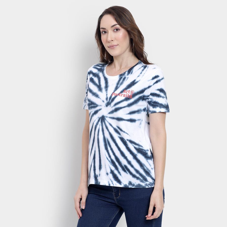 Ladies' 100% Cotton Round Neck T-Shirt, ऑफ व्हाइट, large
