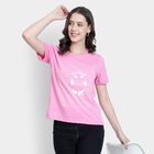 Ladies'  Stripes Round Neck T-Shirt, Light Pink, small image number null