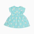Infants' Aqua Blue Floral Print Ruffled Frock, Aqua, small image number null
