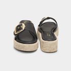 Women's Jet Black Buckle Strap Platform Sandals, Black, small image number null