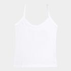 Girls Cotton Solid Vest, White, small image number null