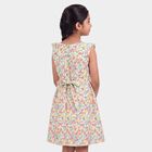 Girls' Yellow Floral Printed Fit and Flare Frock, Yellow, small