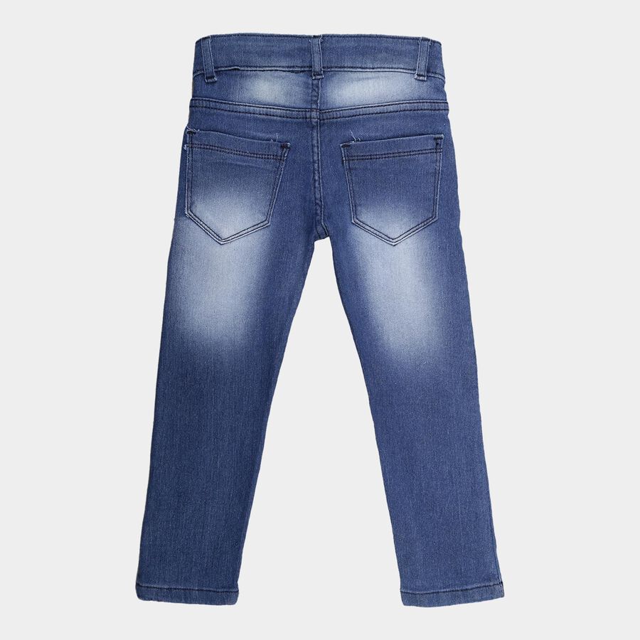 Girls Buttoned Regular Fit Jeans, Dark Blue, large image number null