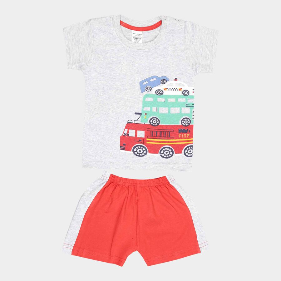Infants Cotton Round Neck Baba Suit, Red, large image number null