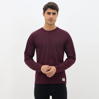 Men's Deep Maroon Crew Neck Casual T-Shirt