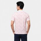 Men's Rust Cotton Polo Neck Floral Printed T-Shirt, Rust, small