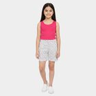 Girls' White Regular Fit Printed Shorts, ऑफ व्हाइट, small