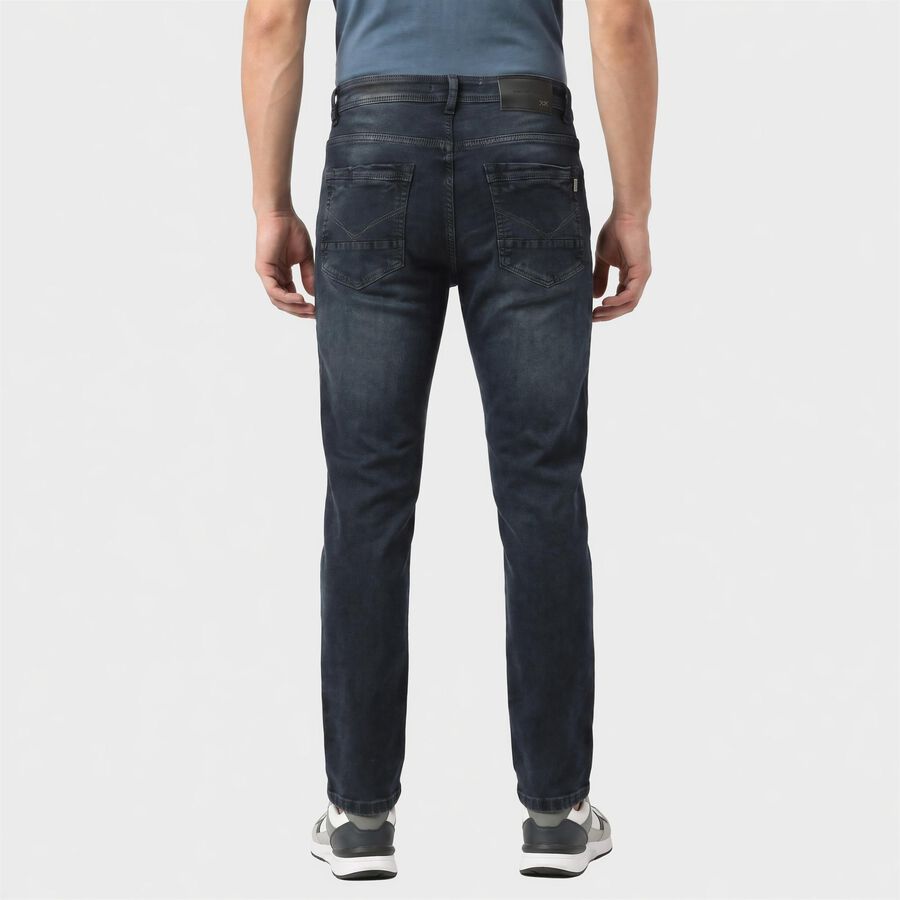 Men's Dark Blue Blue Slim Fit Faded Jeans, गहरा नीला, large